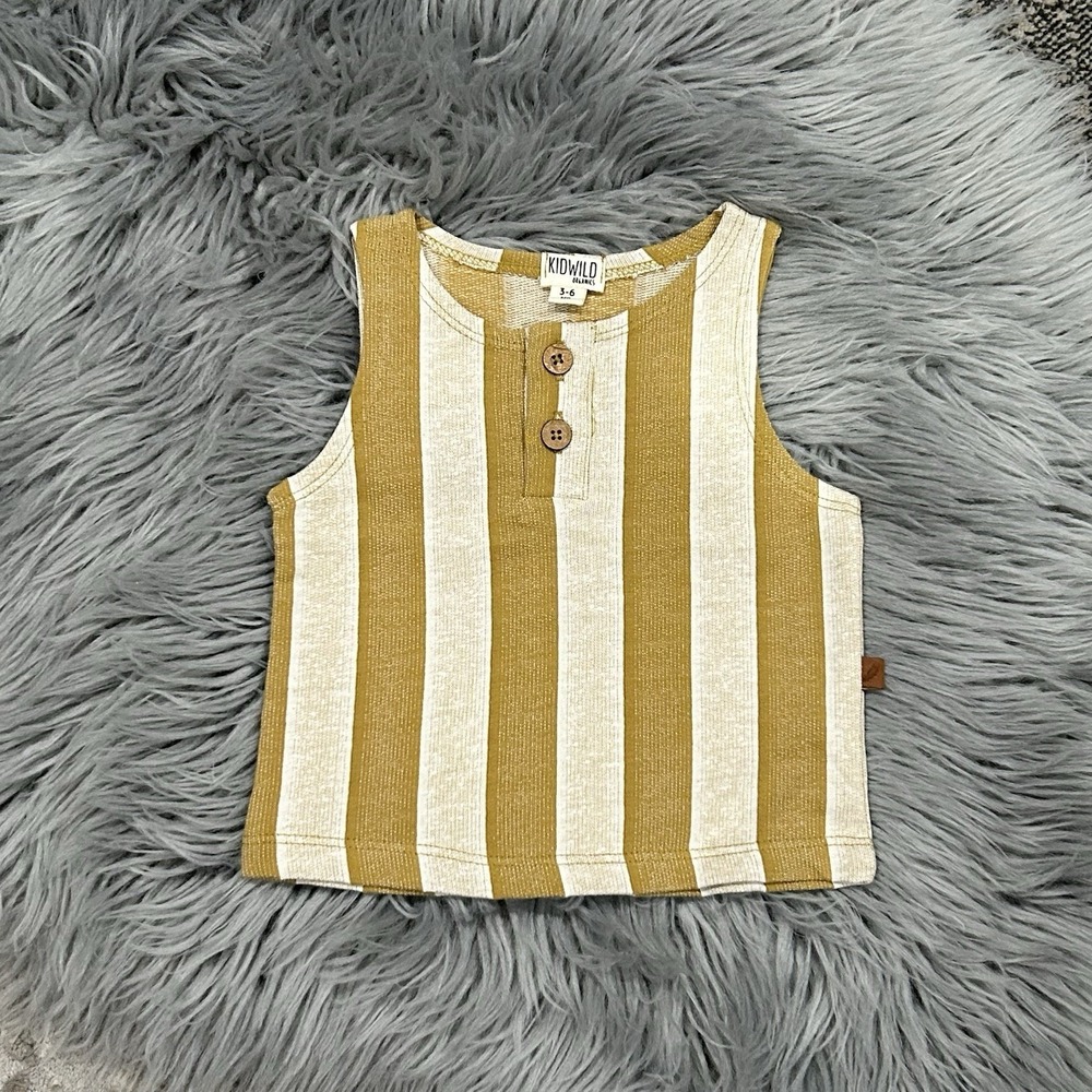 KIDWILD Organics Mustard Yellow Striped Tank Top Size 6-12 Month